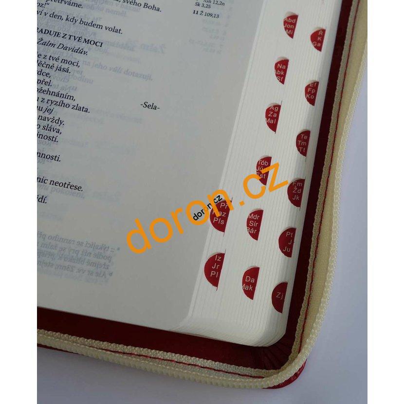 Bible ČEP s DT, malý formát, červená, výřezy, zip