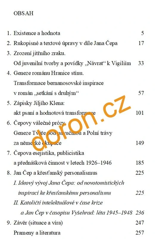 Existence a hodnota. Studie o Janu Čepovi