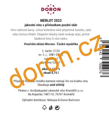 Merlot 2023, pozdní sběr, suché